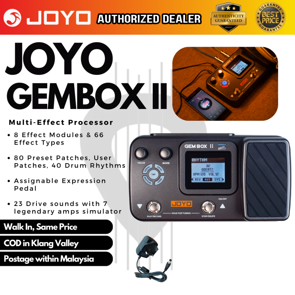 JOYO Gem Box II Multi-Effects Guitar Pedal with free adaptor plug ...
