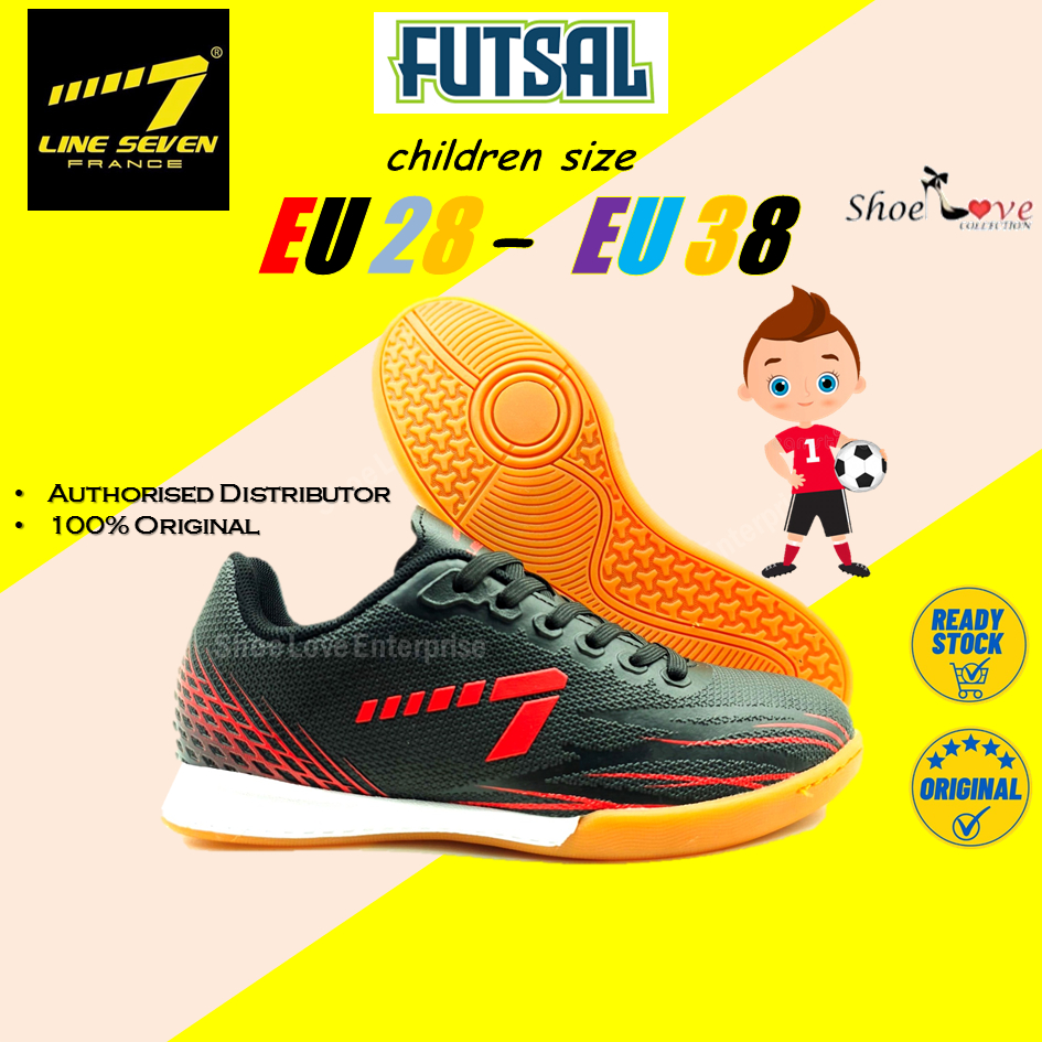 READY STOCK LINE 7 Kids Indoor Soccer Boots Children Boys Outdoor Football Futsal Training Shoes Kasut Futsal Budak