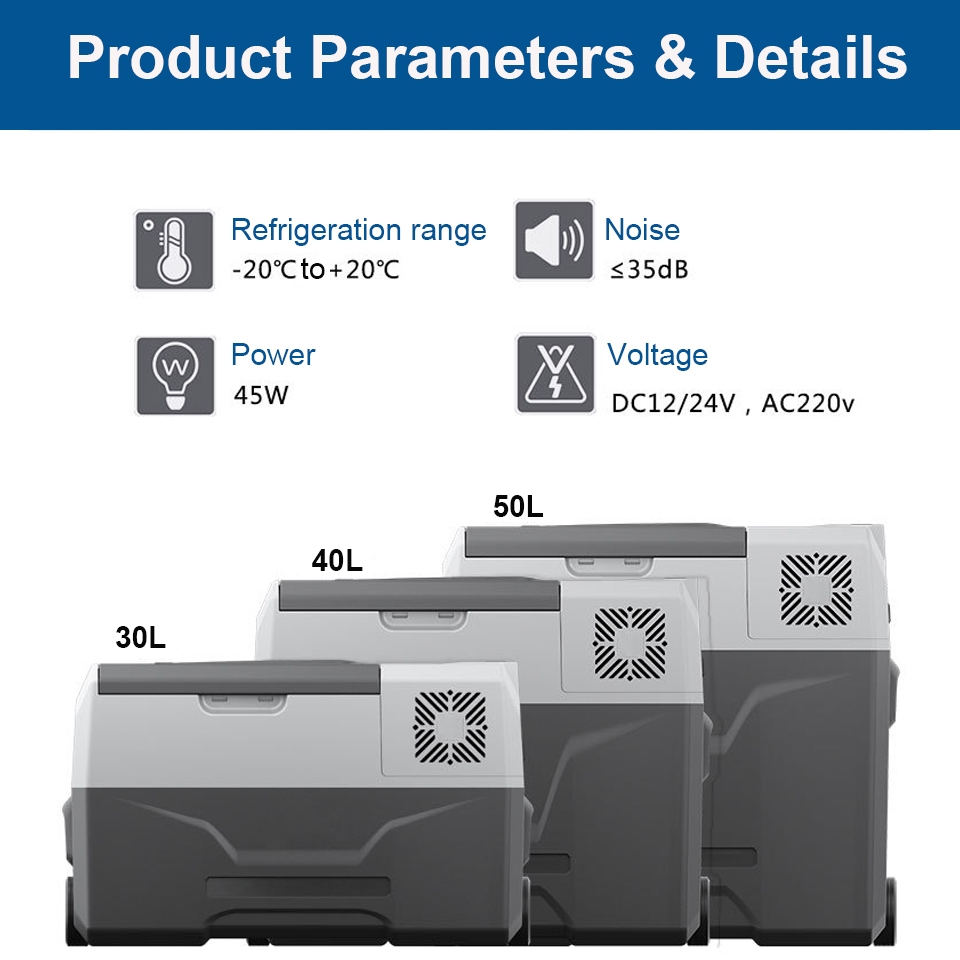 Alpicool 30/40/50L Portable Car Refrigerator Freezer Cooler Auto Fridge ...