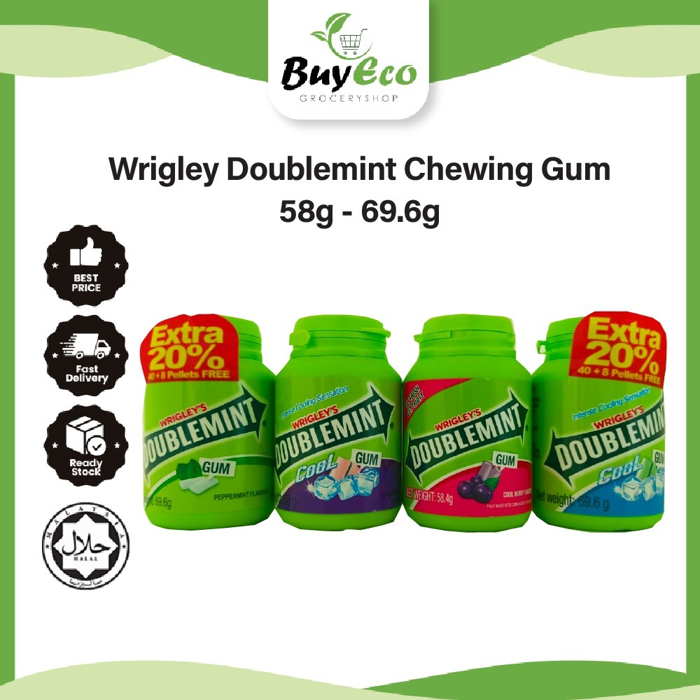 Wrigley S Doublemint Chewing Gum Bottle 箭牌罐装口香糖 58g 69 6g Shopee Malaysia