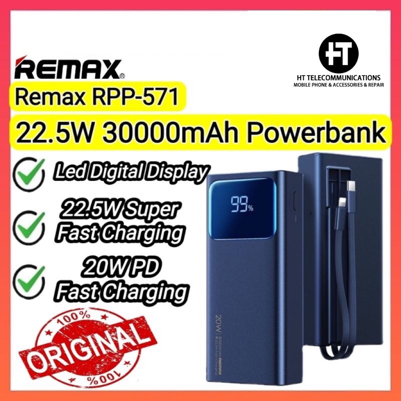 Remax RPP-571 30000mAh Power Bank 22.5W Super Fast Charge Built In ...
