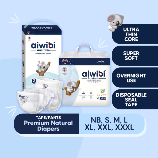 Aiwibi Premium Natural Baby Diapers (Tape & Pants) | Shopee Malaysia