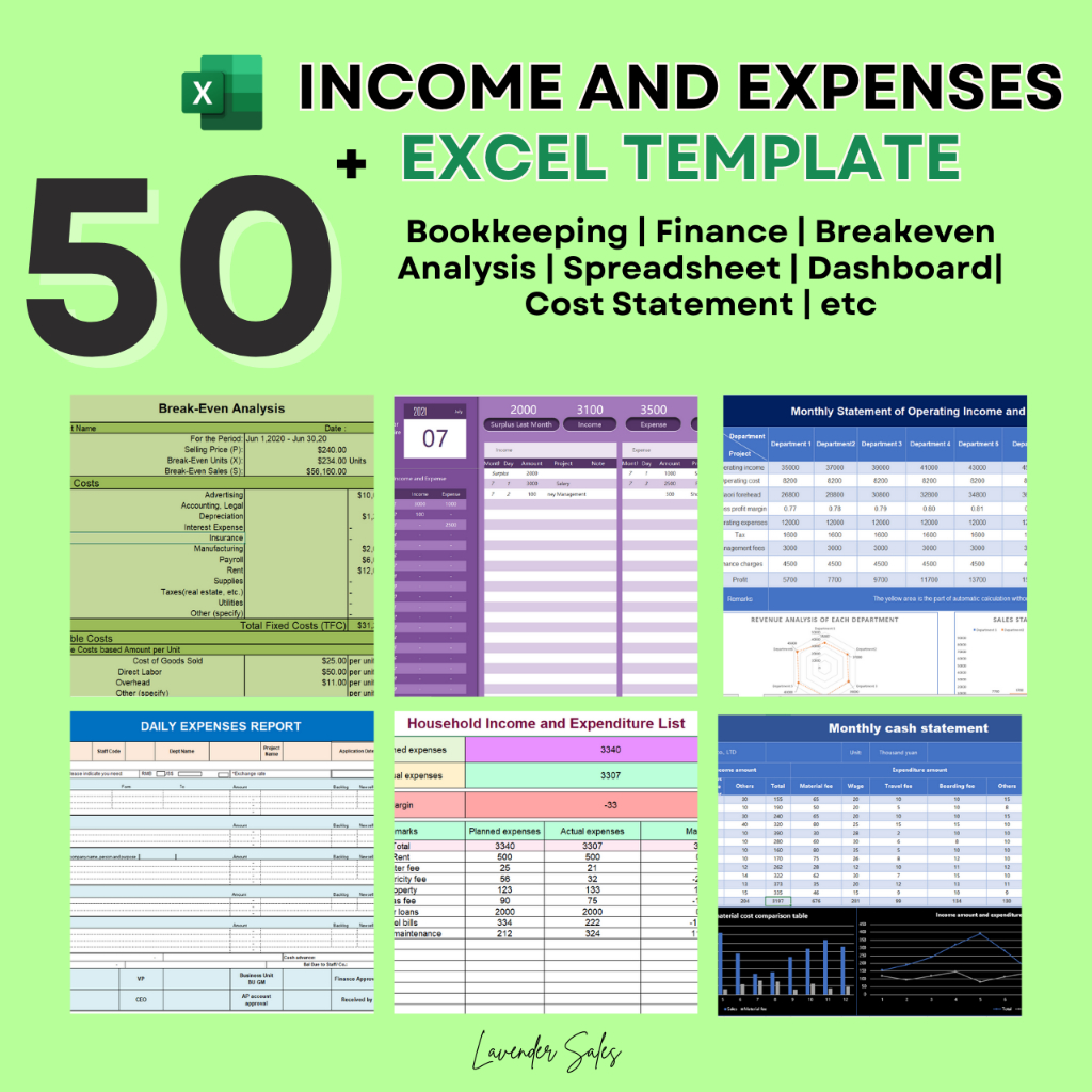 50+ INCOME AND EXPENSES EXCEL TEMPLATE : Bookkeeping | Finance ...