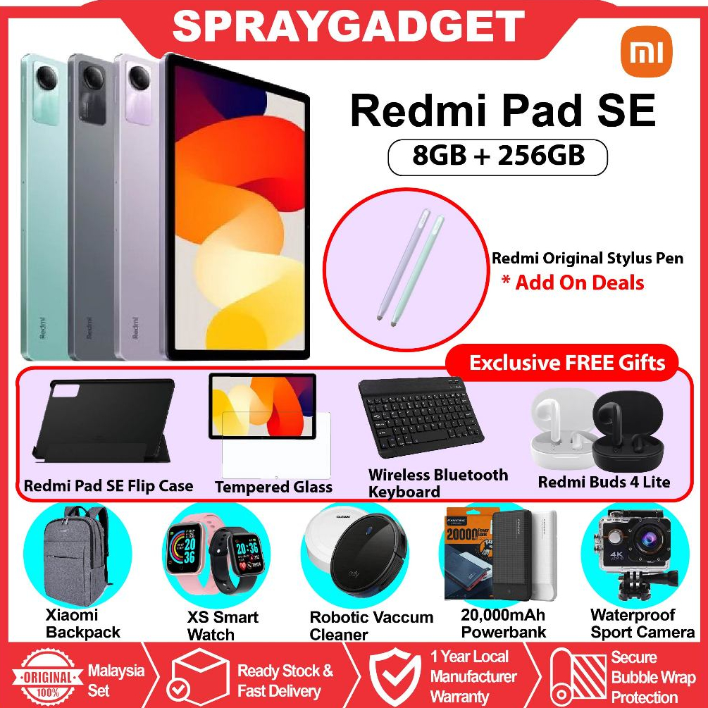 Xiaomi Redmi Pad SE 8GB + 256GB – Original Malaysia Set – Satu Gadget Sdn.  Bhd.