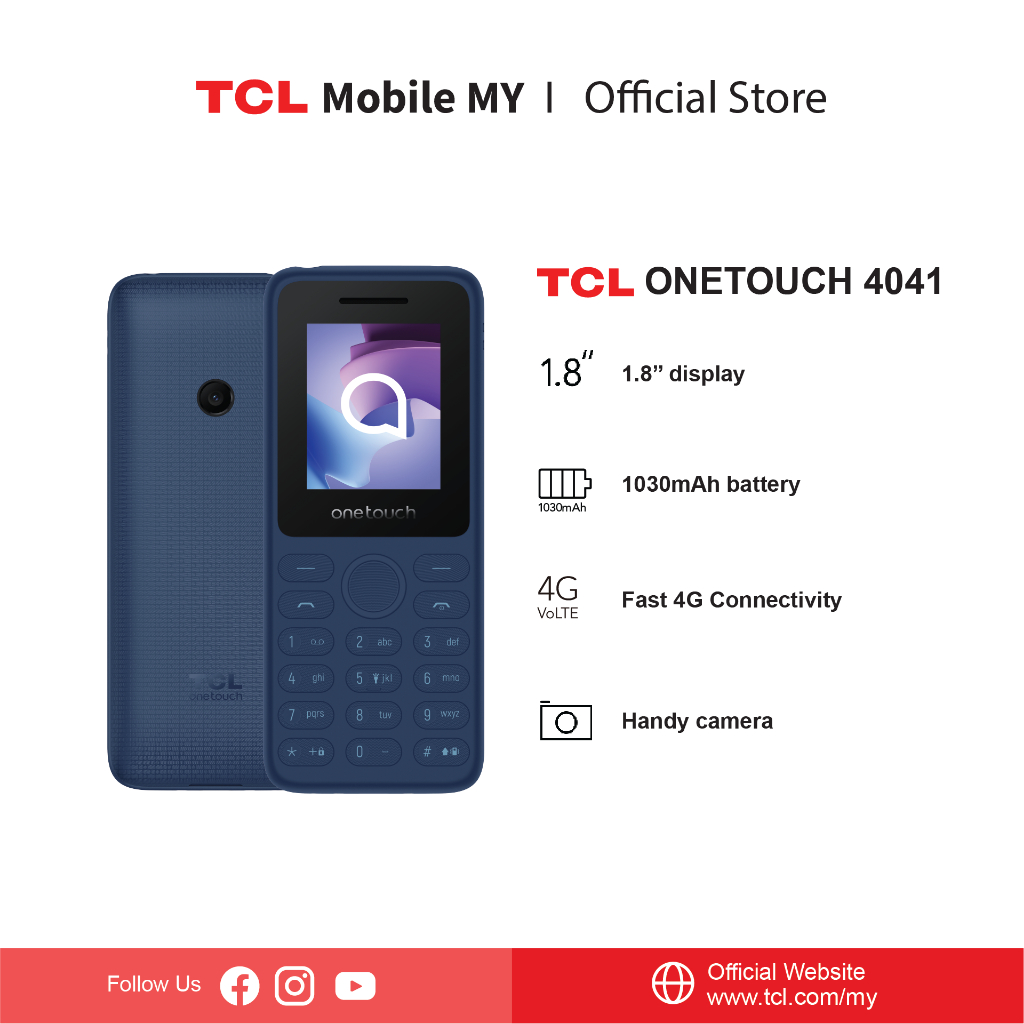 TCL 4041 4G Feature Phone |1.8" Display |1030mAh Battery |12.7mm Slim ...