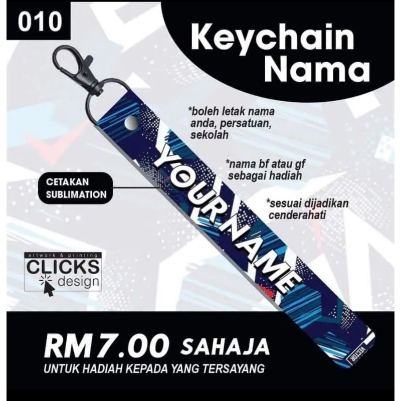 Keychain Custom Name Keychain Nama Sublimation Keyring Personalised