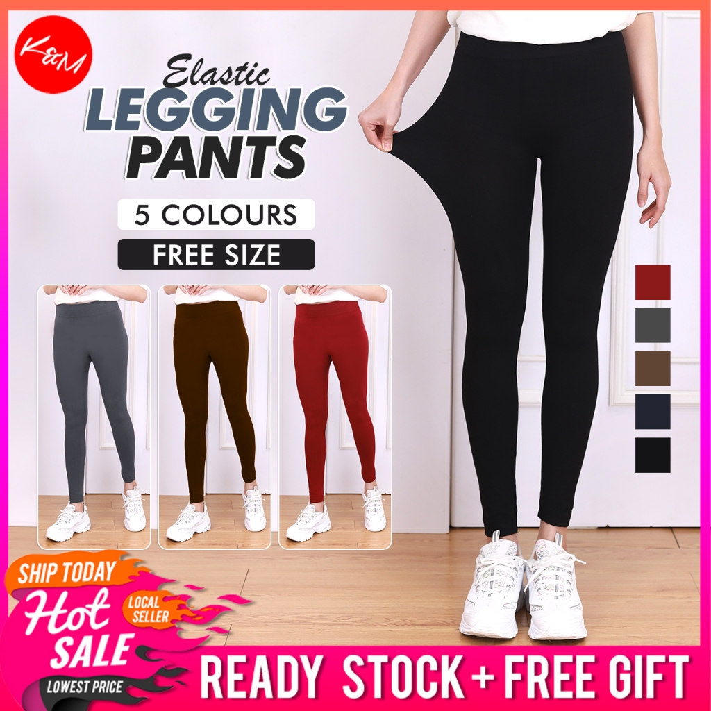 KM Fit 100kg KM Women Plus Size Cotton Colored Elastic Legging Pants ...