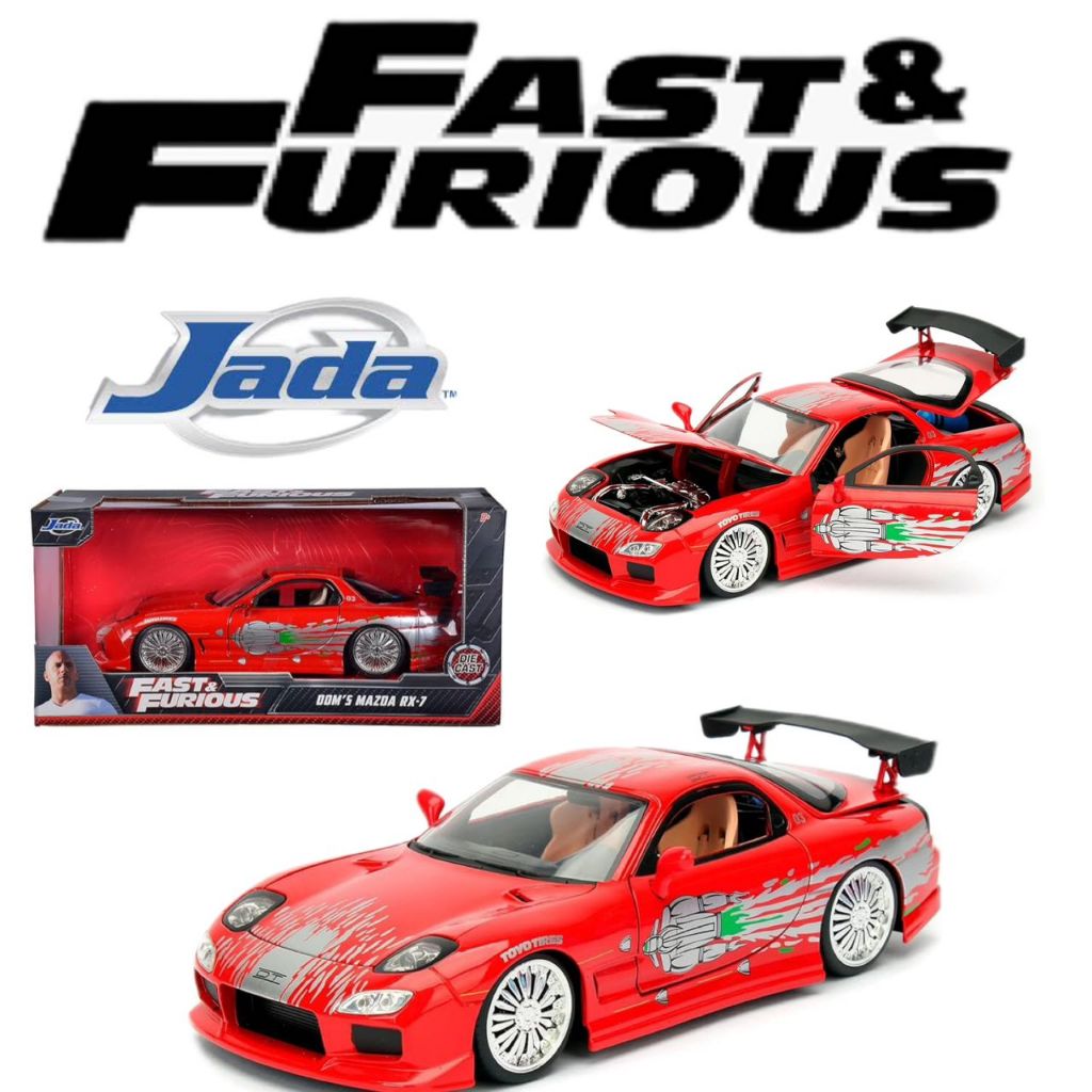 Original Jada Scale:1:24 Fast & Furious Dom's Mazda Rx-7 Diecast Car ...