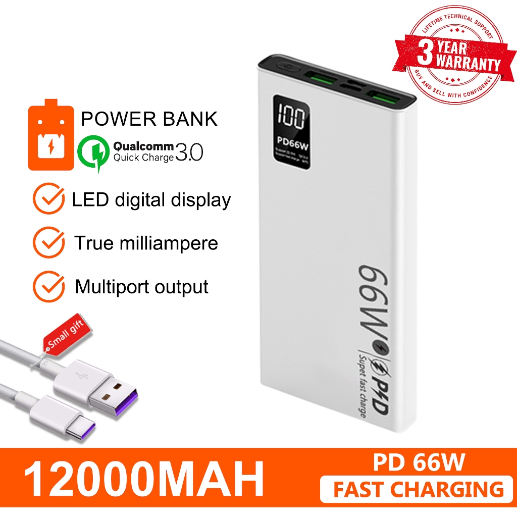 V380 High Quality 66W Super Fast Charging Power Bank K7 Black/White QC ...