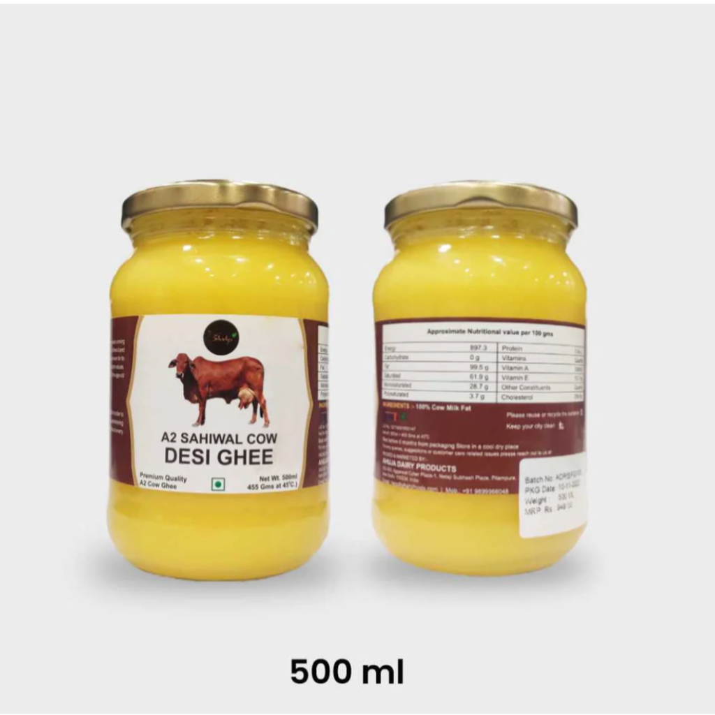 A2 Sahiwal Cow Ghee(Hand Made Desi Ghee)-500ML(100% organic) | Shopee ...