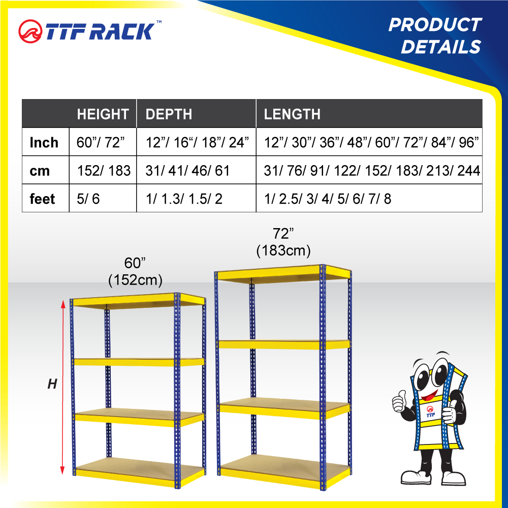 TTF Rack™ Boltless Rack 4 Level/ Heavy Duty Rack Rak Besi Bertingkat ...