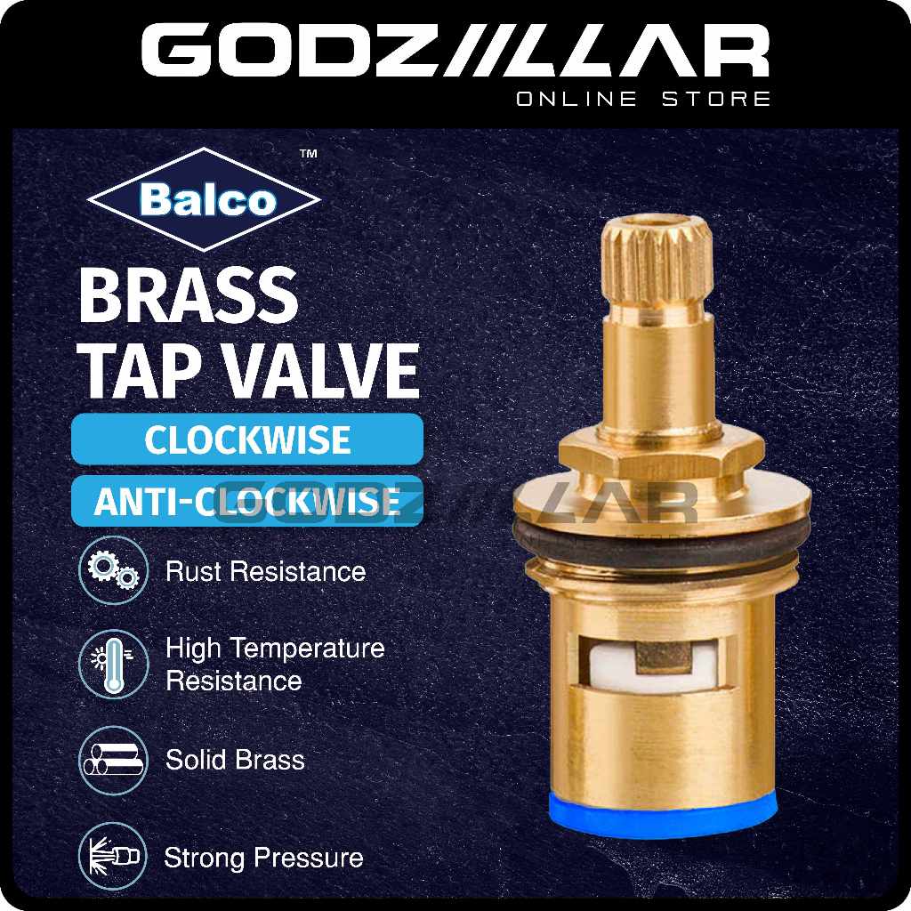Balco Brass Tap Valve Replacement Faucet Valve Quarter Turn Clockwise & AntiClockwise for