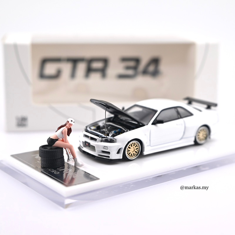 TIME MICRO 1/64 NISSAN GT-R R34 Z-TUNE WHITE WITH FIGURE | Shopee Malaysia