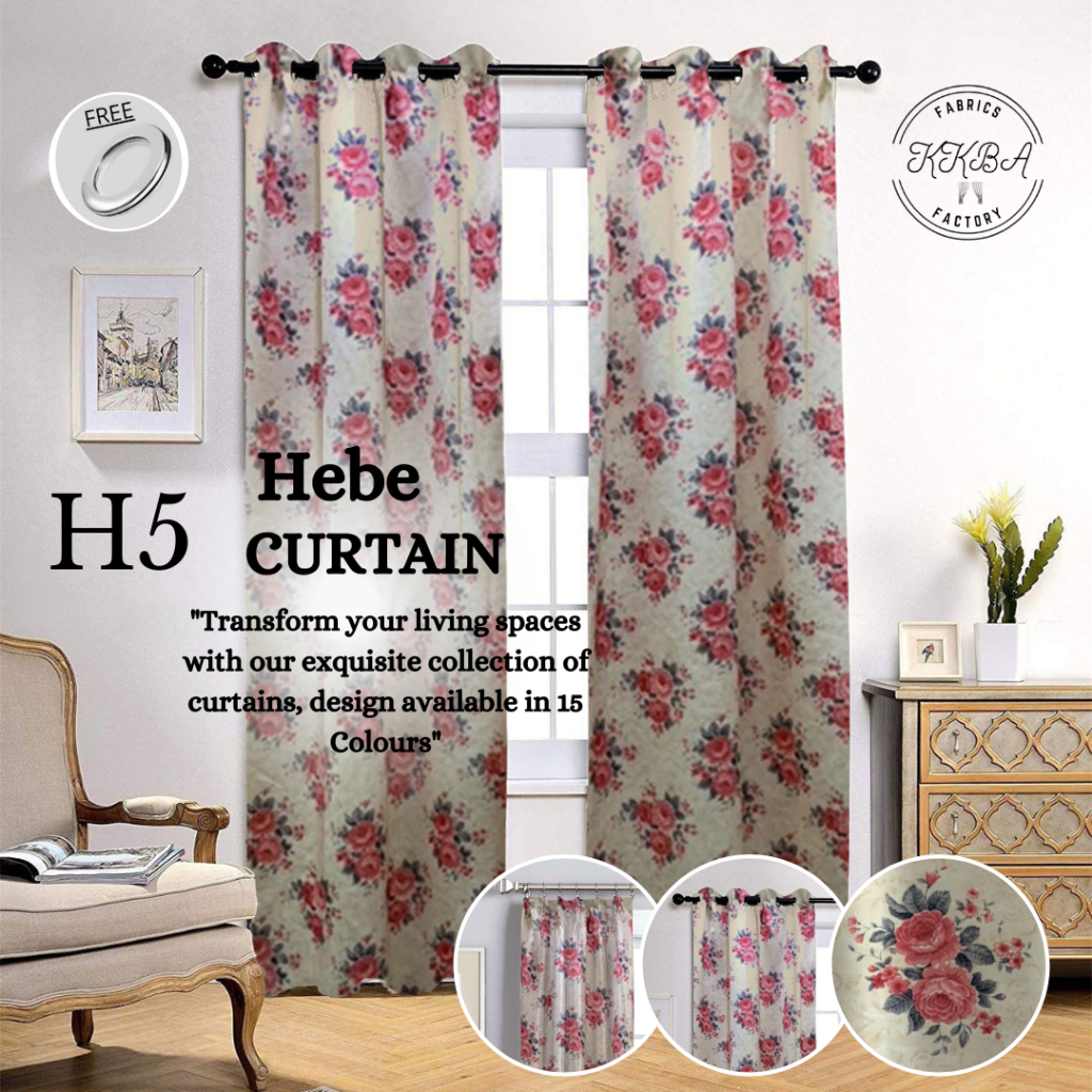 H5 Curtain Corak Bunga Ring & Hook Sesuai Untuk Langsir Tingkap ...