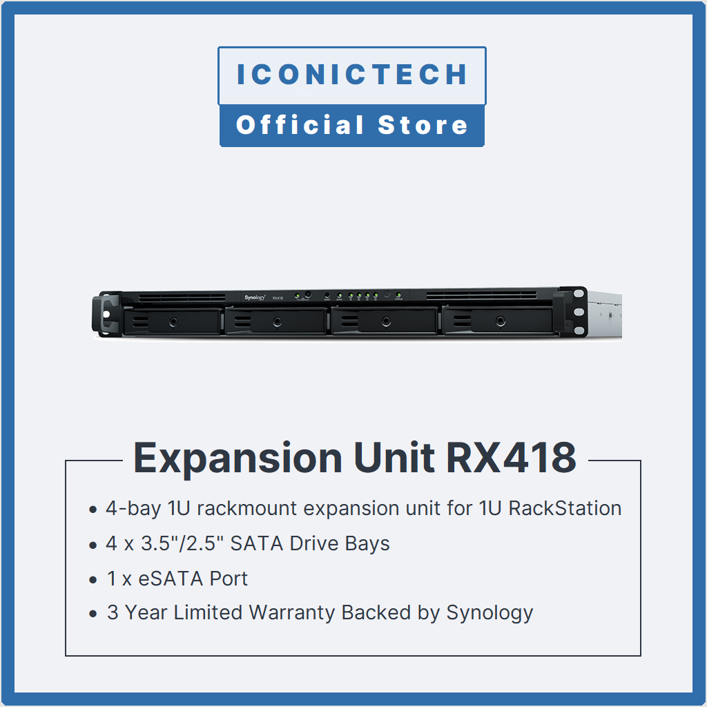 Synology RX418 4Bay Expansion Unit 0TB64TB (100 Genuine Brand New