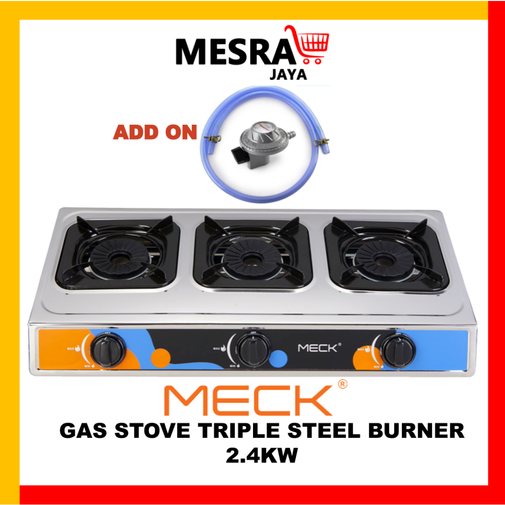 Meck Gas Stove Triple Steel Burner Mgs Ss Kw Dapur Gas Tiga