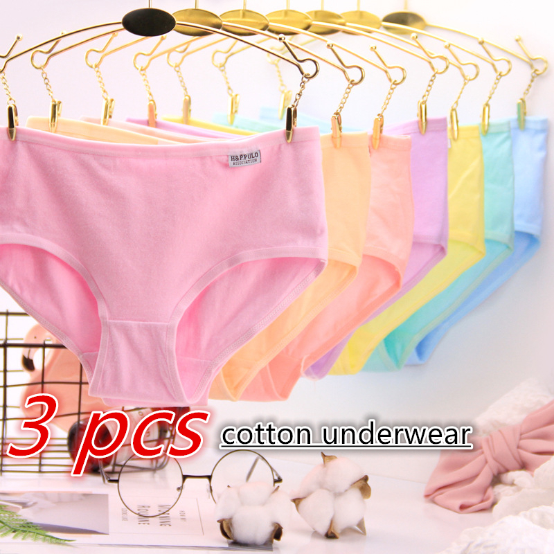 3PCS Breathable Underwear Women Cotton Panties Healthy No Trace