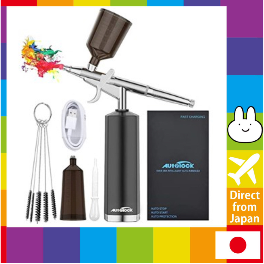 Direct from japan] Autolock Airbrush Airbrush Rechargeable Airbrush with  Auto Switch Double Action Cup (7cc,20cc) Cleaner (with 5 bottles) Diameter  0.3mm 27psi Plastic Model Gundam Painting Model Tool Art Fun to use