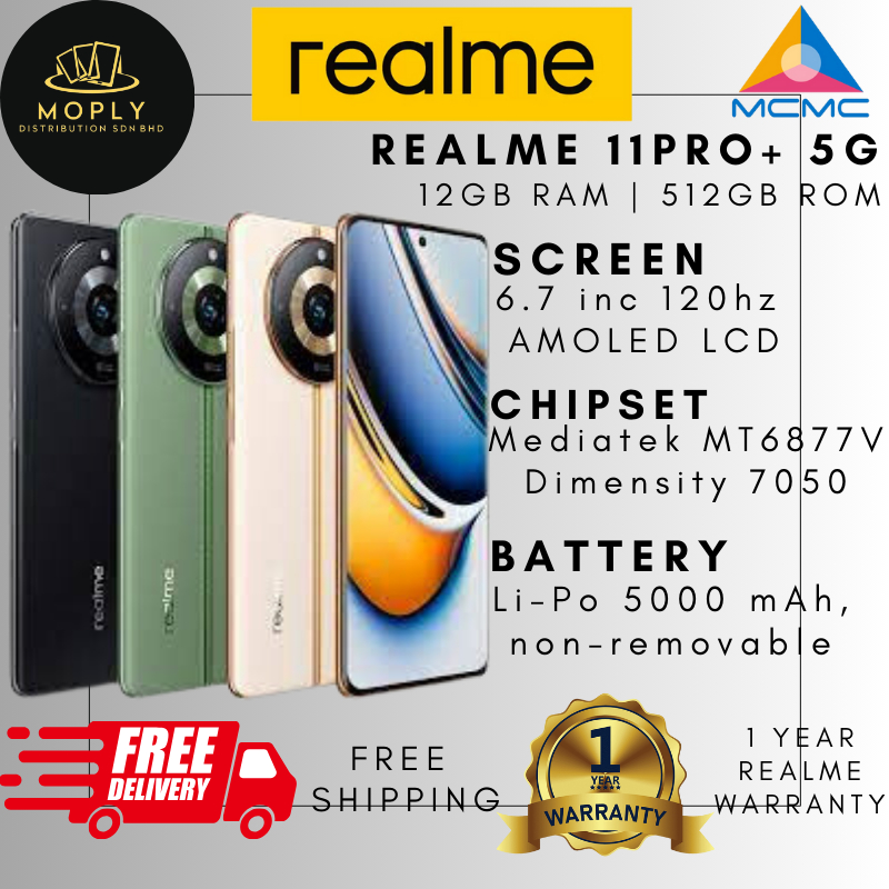 Original Realme 11Pro Plus 5G 12+512GB 1Year Warranty, Free Shipping, Ready Stock