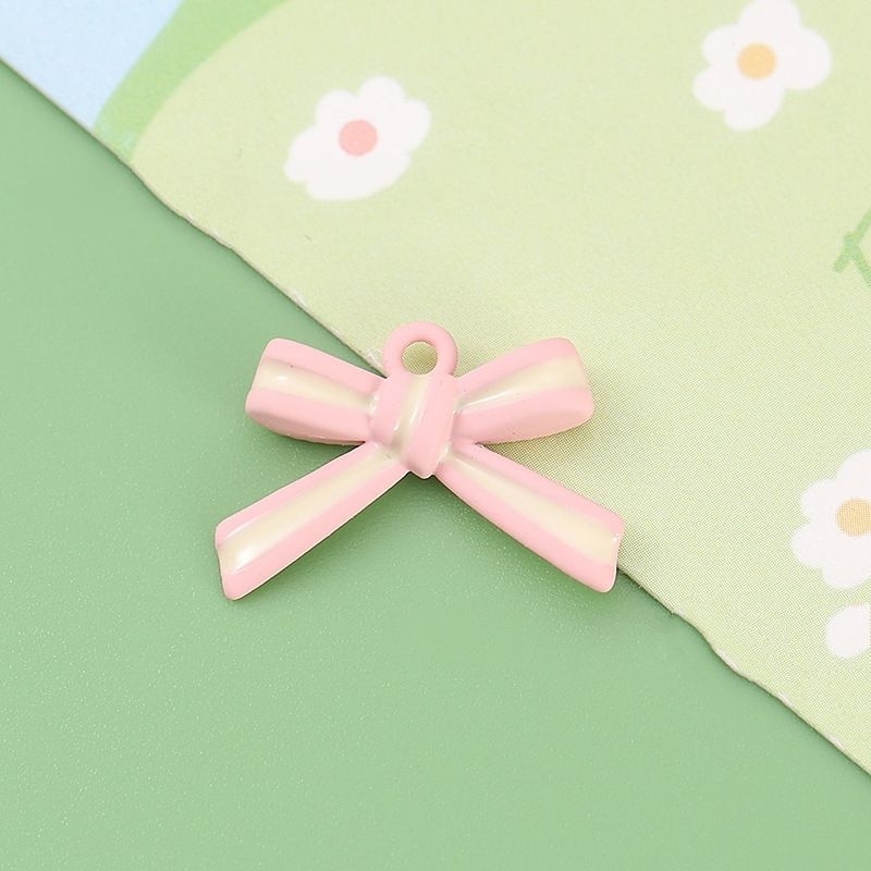 pink ribbon alloy spray paint ribbon pendant diy handmade accessories ...
