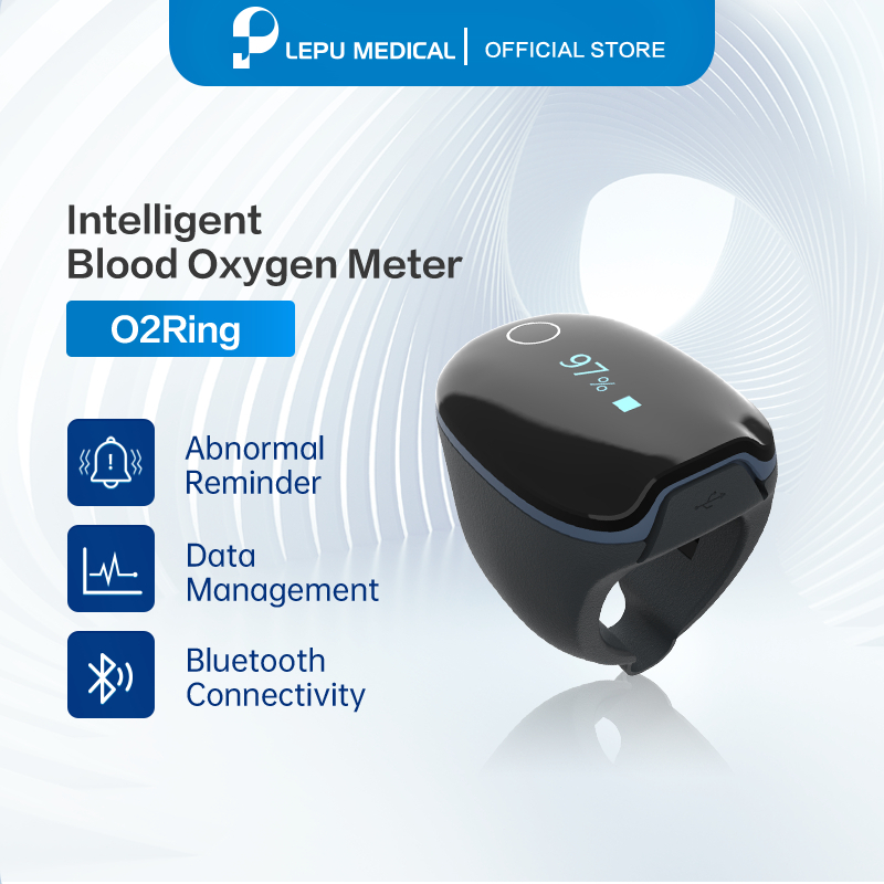 Lepu Medical Wearable Continuous Pulse Oximeter Finger Oxygen Monitor Bluetooth Heart Rate Analyzer 