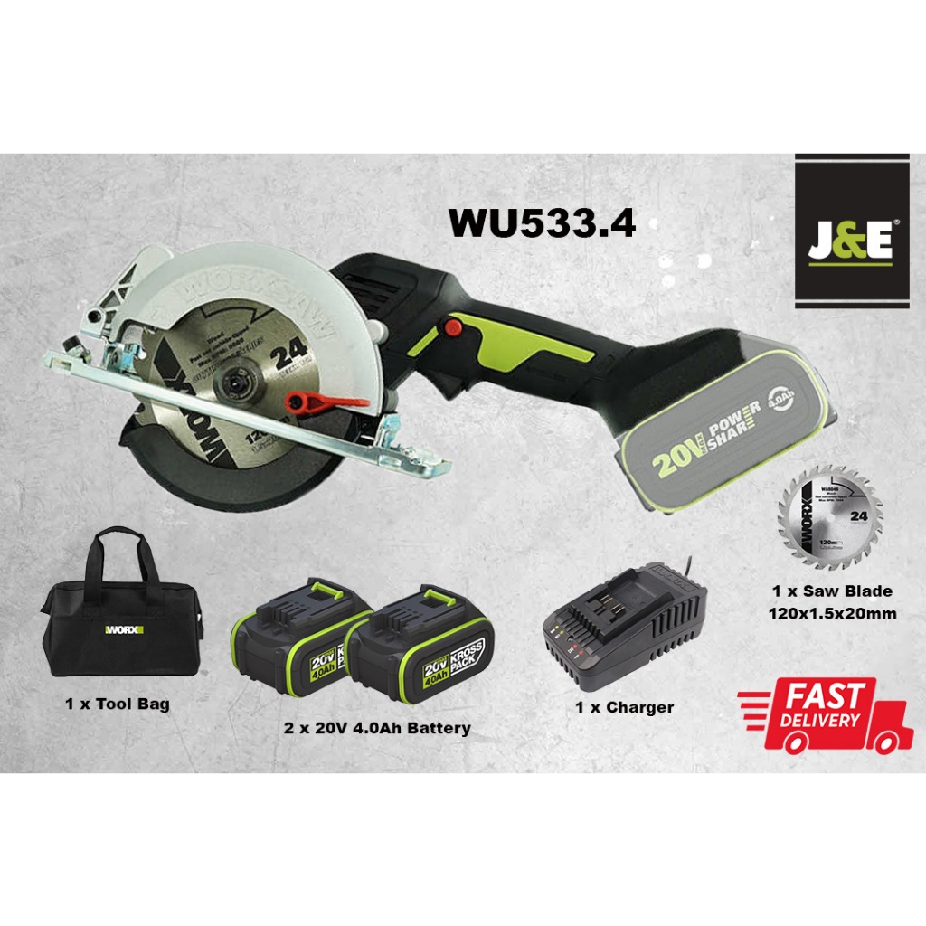 J E Worx Professional Tool WU533 Brushless Motor Cordless Circular