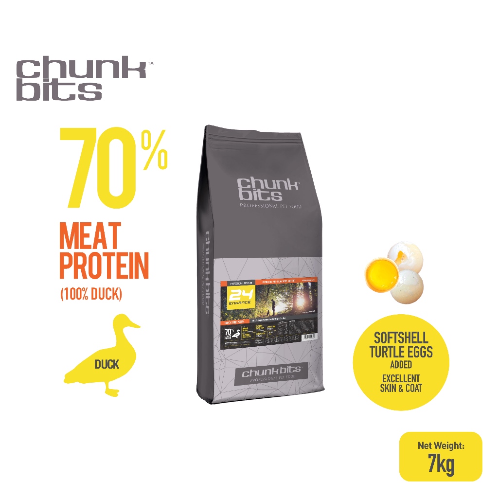 CHUNKBITS Enhance 24 Dog Dry Food - Duck & Sweet Potato (7kg) | Shopee ...