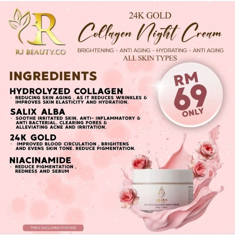 AKIRA 24K COLLAGEN NIGHT CREAM & 24K GOLD SERUM | Shopee Malaysia