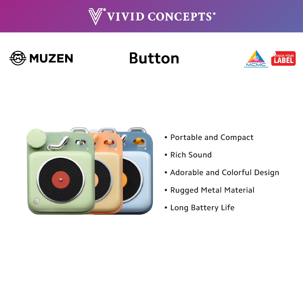 MUZEN Button Mini Candy Portable Wireless Bluetooth Speaker | Shopee ...