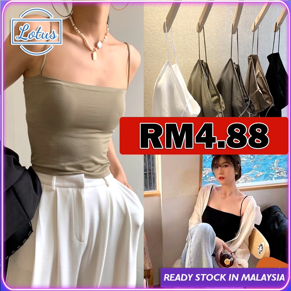 Summer Ice Silk Sling Camisole With Bra Padding Women Singlet Top ...