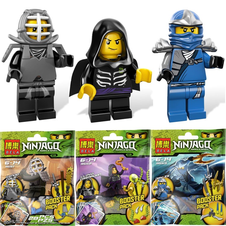 BELA Ninjago Kendo Cole Lloyd Garmadon Jay ZX Mini Figures Booster Pack Reprint LEGO Out Of Print Minifigures Collection