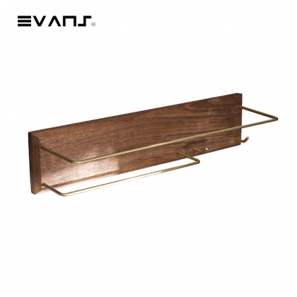 EVANS OMAR NO NAIL DRILL OMAR SINGLE SHELF SOLID LUXURY WOOD WITH HOOK TOWEL RAIL TOWEL BAR Shopee Malaysia