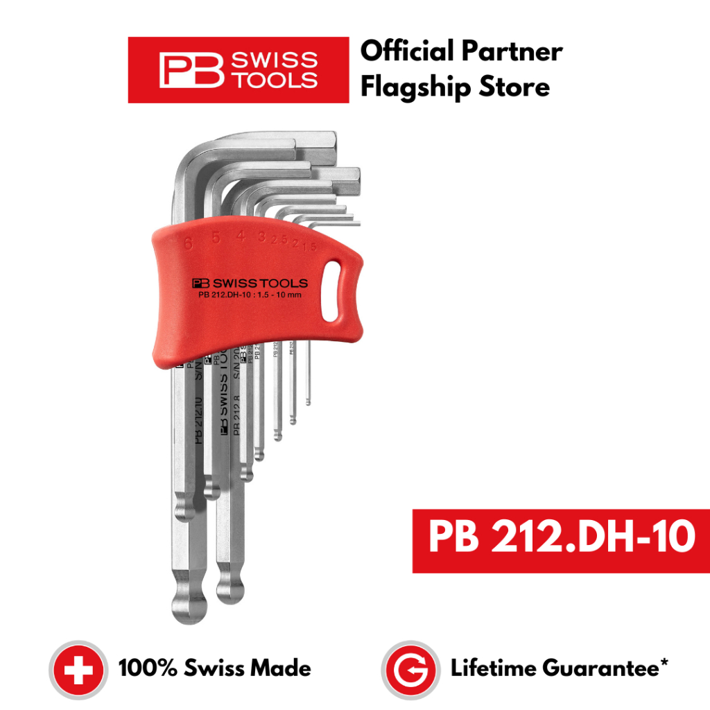 9pcs Compact Set PB Swiss Tools Hexagon Allen Key L-wrenches with Ball ...