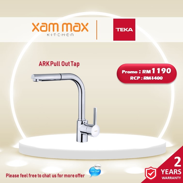 Teka Ark Pull Out Hot And Cold Water Pull Out Spout Kitchen Sink Mixer Tap / 1/2" flexible