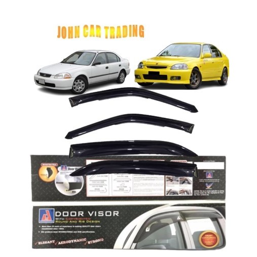 thumbnail image 2 of GEARZAAR 4-Piece Window Visors For 1996-2000 Honda Civic Sedan - In-Channel Rain Guards, Black Acrylic 2 of 4