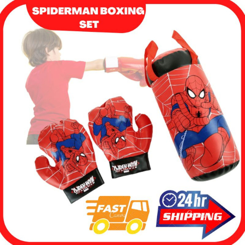 Spiderman Punching Bag Boxing Play Set for Kids with Gloves (Ready