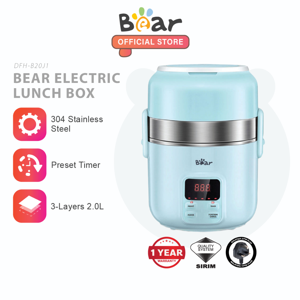 Bear Electric Lunch Box Portable Heating 3Layers Stainless Multi Mini