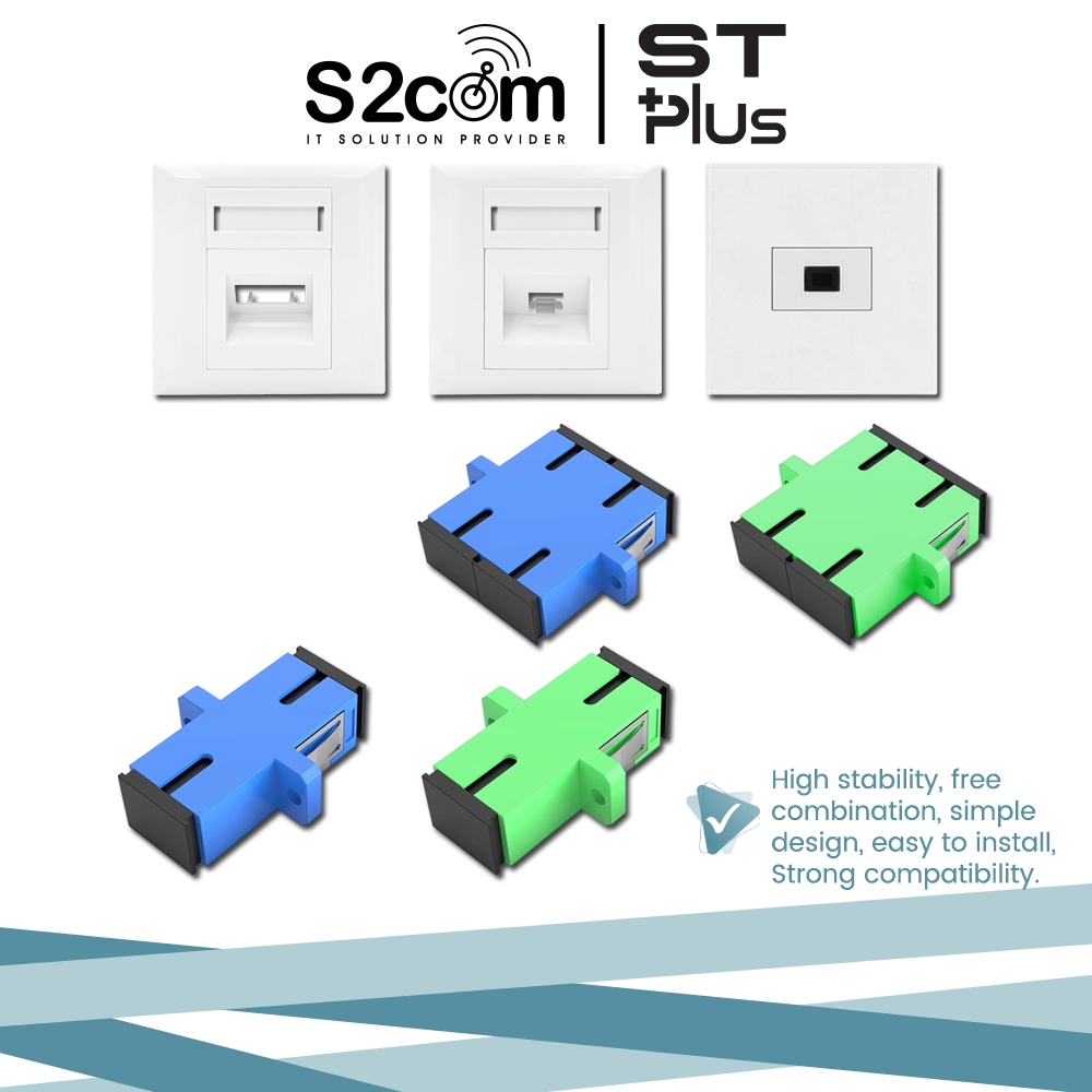 Sc Singlemode Apc Coupler With Simplex Duplex Fiber Optic Flat Degree Faceplate Set