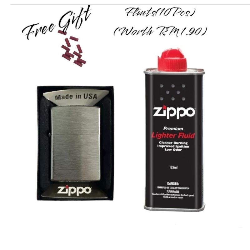 🔥100Original Zippo Fluids +Silver Oil Lighter(Zippo) Shopee Malaysia