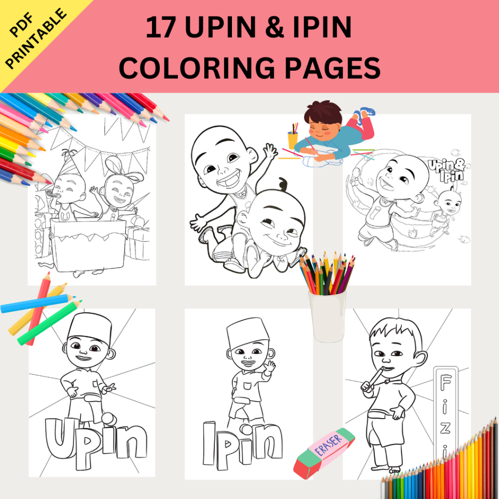 PDF | Upin & Ipin Colouring Pages | 17 Pages | Cute Colouring Pages ...