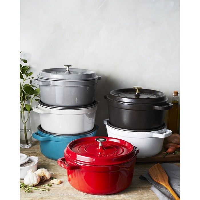 STAUB Cast Iron Round Cocotte 24cm with FOC Steamer Shopee Malaysia