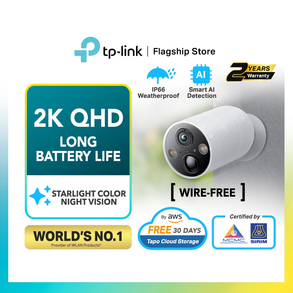 TP-Link 4MP/2K QHD Smart Wire-Free Indoor / Outdoor Security Camera ...