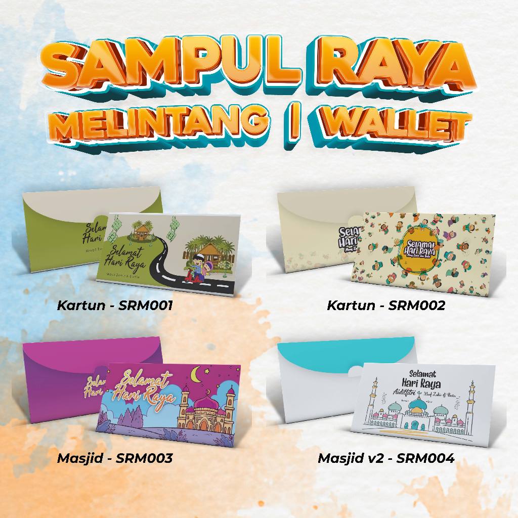SAMPUL DUIT RAYA 10 keping 1 Packet | Melintang | Wallet | 11 Design ...