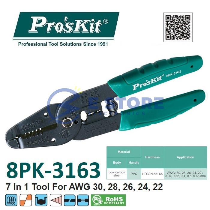 Pro'sKit 8PK-3163 7-in-1 Tool For AWG 30/28/26/24/22 - Taiwan | Shopee ...