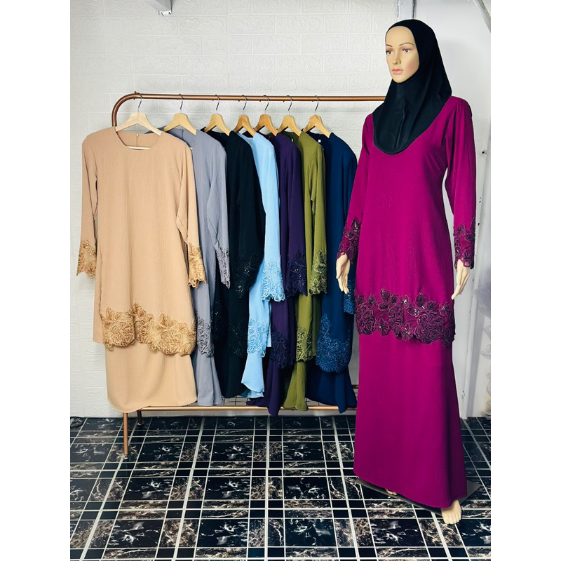 BAJU KURUNG LACE PREMIUM BORDER & TANGAN🔥 | Shopee Malaysia