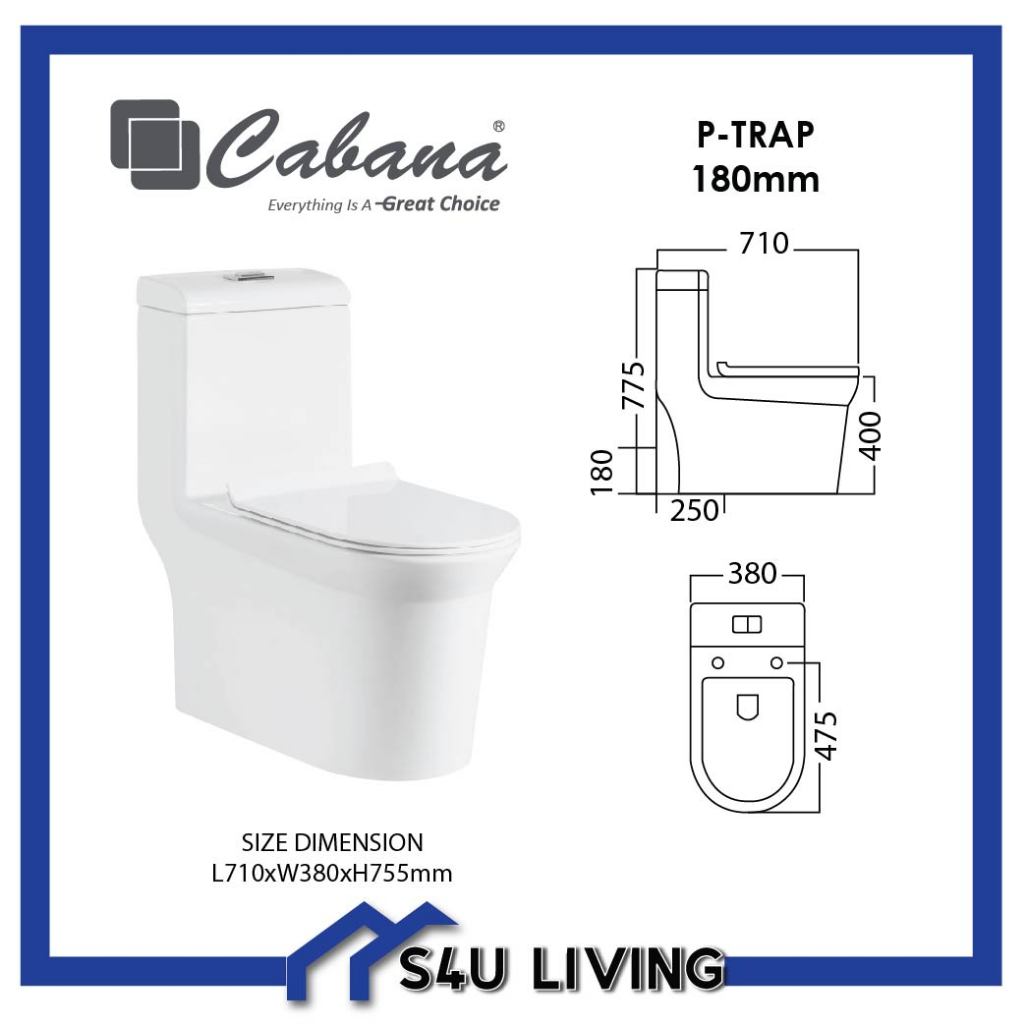 [ Maximum 1 unit per order ] SORENTO CABANA One Piece WC Toilet bowl ...