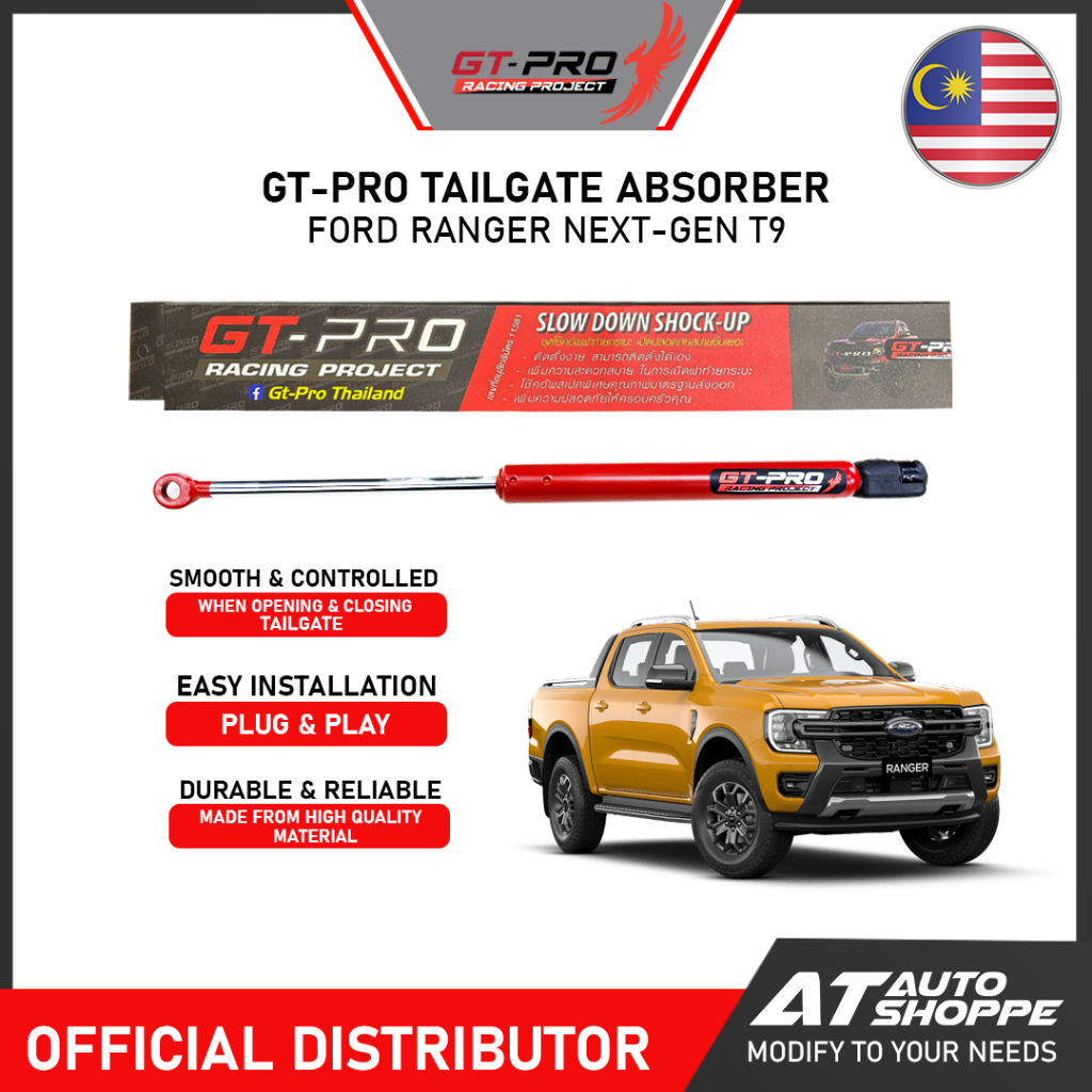 BD (GT-PRO) Tailgate Assist Gas Strut – For Ford Ranger & Raptor P703 2022-2024, Black