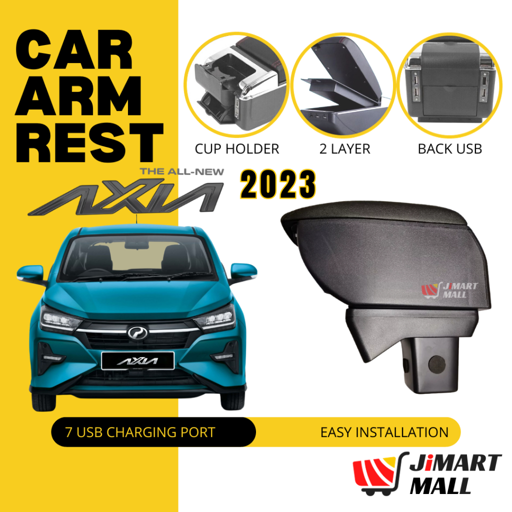 PERODUA AXIA 2023 CAR ARMREST CUSTOMADE 2 LAYER USB Hand Arm Rest