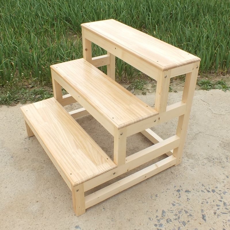 Solid wood stairs wooden ladders stools household 2-step 3-step ladders ...