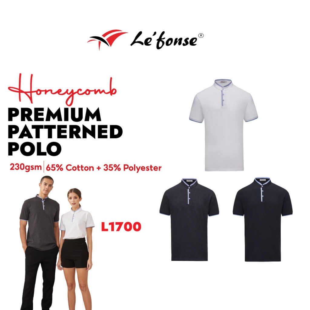 Lefonse Premium Honeycomb Patterned Polo Tshirt Unisex - Black / White ...